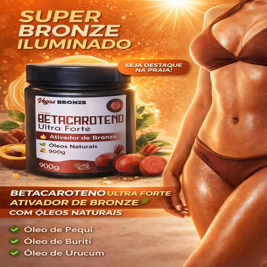 Betacaroteno Ultra Forte 900g Creme Bronzeador | Ativador de Bronze | Óleo de Pequi, Buriti e Urucum