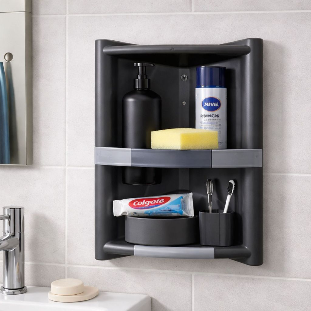 Organizador Cantoneira Grande Suporte de Banheiro Shampoo Sabonete Parede Canto Plastico Resistente