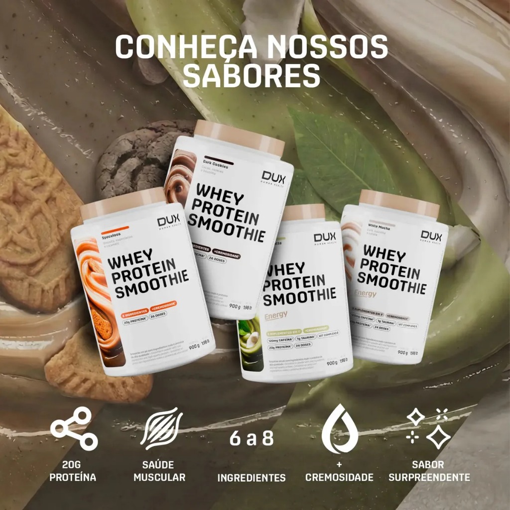 Whey Protein Smoothie Pote 900g Sabor Dux Human em Oferta na Shopee