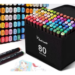 Marcadores de ponta dupla 24/36/48/60/80 / Materiais de desenho para estudantes / Materiais de escritório em Oferta na Shopee