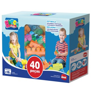 Blocos De Montar Encaixar Infantil 40 Peças Mk405 - Dismat - educativo pedagogico le go peças grandes em Oferta na Shopee