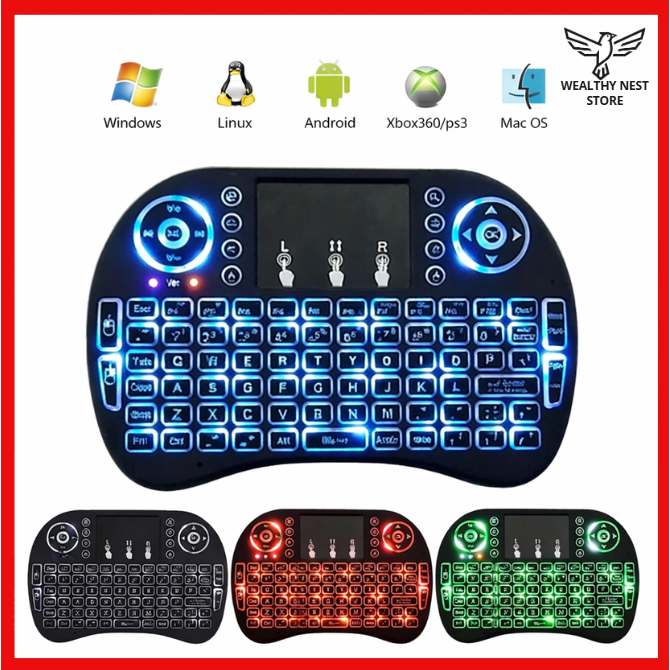 Mini Teclado Sem Fio RGB com Touchpad Bluetooth para Smart TV, TV Box, PC, Notebook e Xbox - Prático e Pequeno em Oferta na Shopee