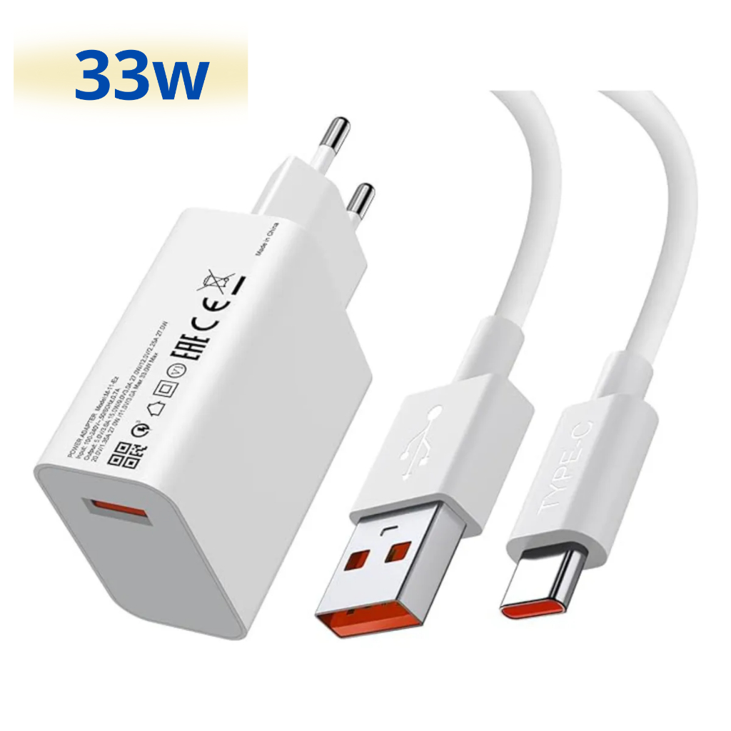 Carregador Tipo C Turbo 33W Original para Xiaomi Mi8 Mi10 Redmi Note 8 Note 9lite Note 11 Poco X4 X5 em Oferta na Shopee