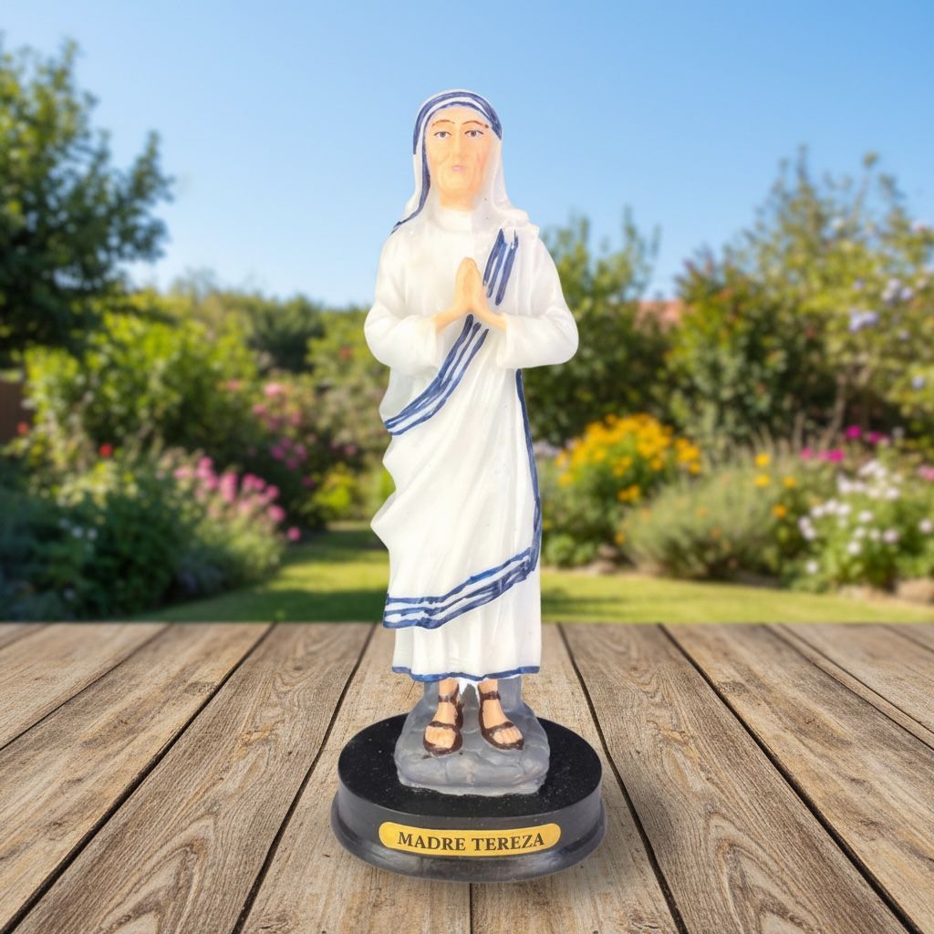 Imagem Escultura Madre Teresa de Calcutá Resina Nobre 15cm