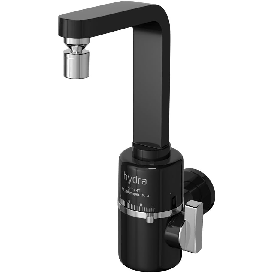 Torneira Elétrica Hydra Multitemperatura Slim 4T Preta 127V de Parede – Aquecimento Rápido