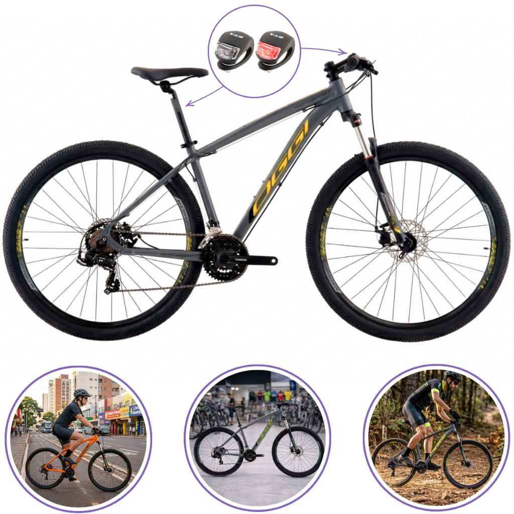 Bicicleta 29 Oggi Hacker Sport 2024 21v Tam 17 Cores Diversas + Sinalizador Noturno