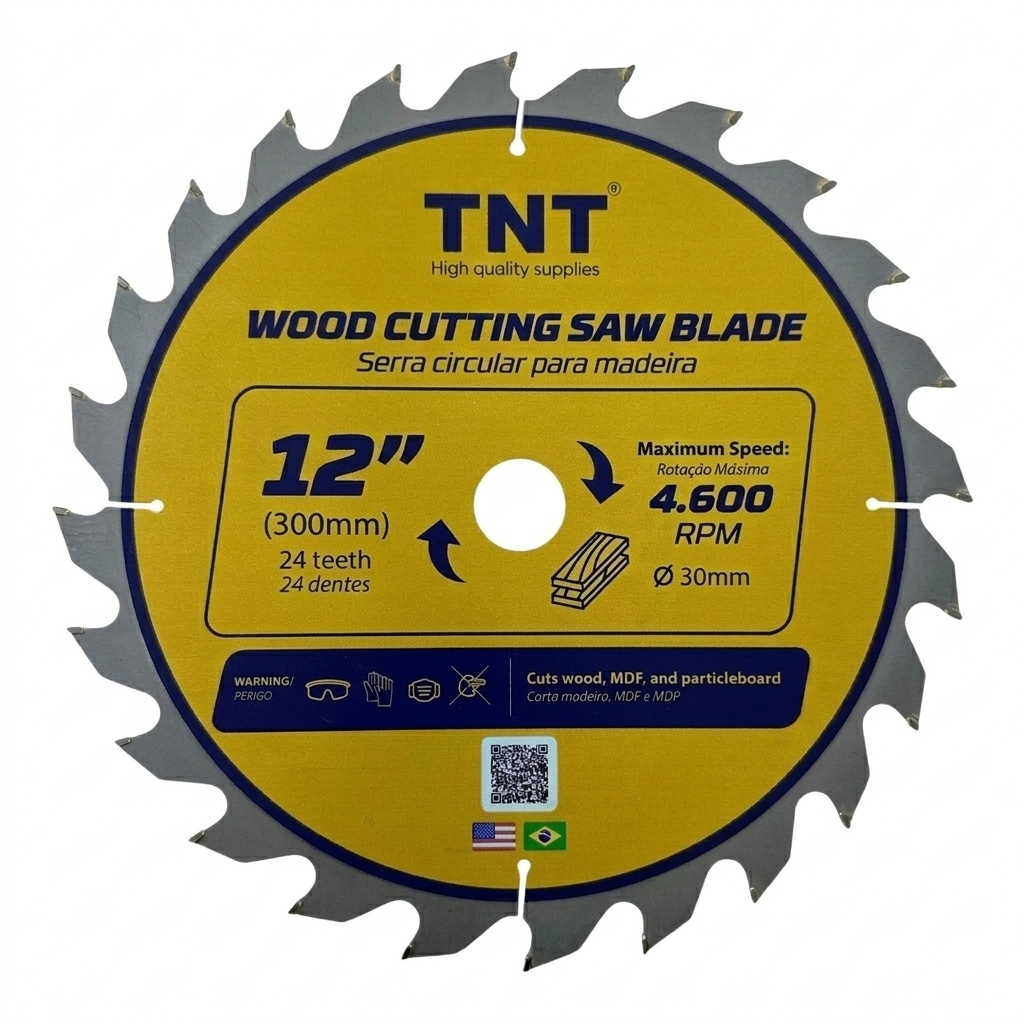 Lâmina de Serra Cicular 300x24, 36, 48 e 60 dentes Corte Madeira TNT - YELLOW