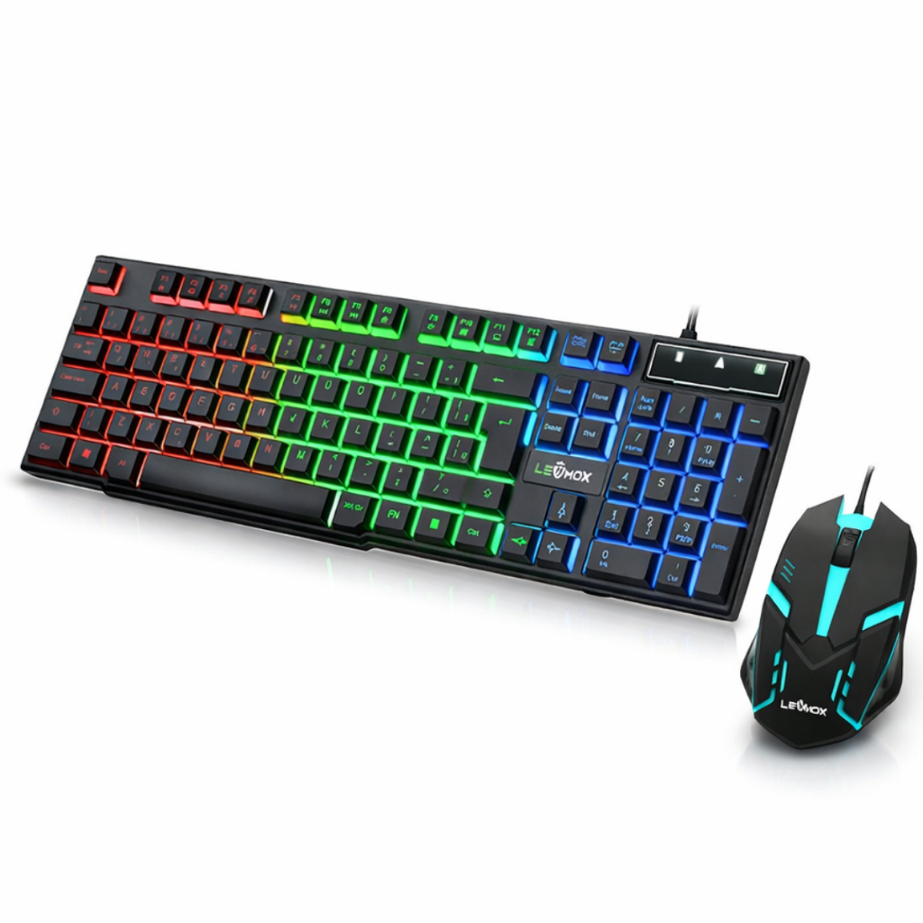 Kit Teclado Mouse Gamer Iluminado Usb Fio Combo Para Pc Jogos Notebook