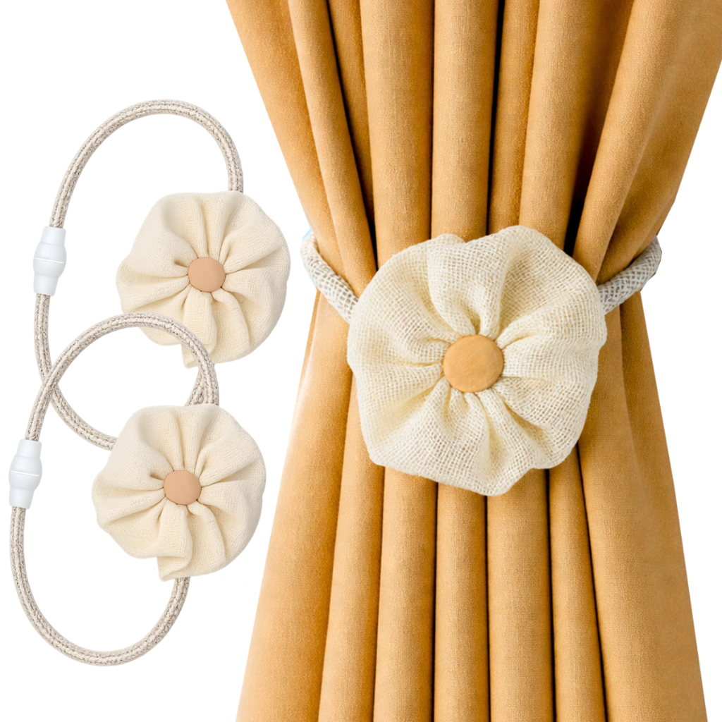 Prendedor Magnético para Cortina Flor Decorativa Abraçadeira Ajustável Fixador de Cortina Sala Quarto Decoração