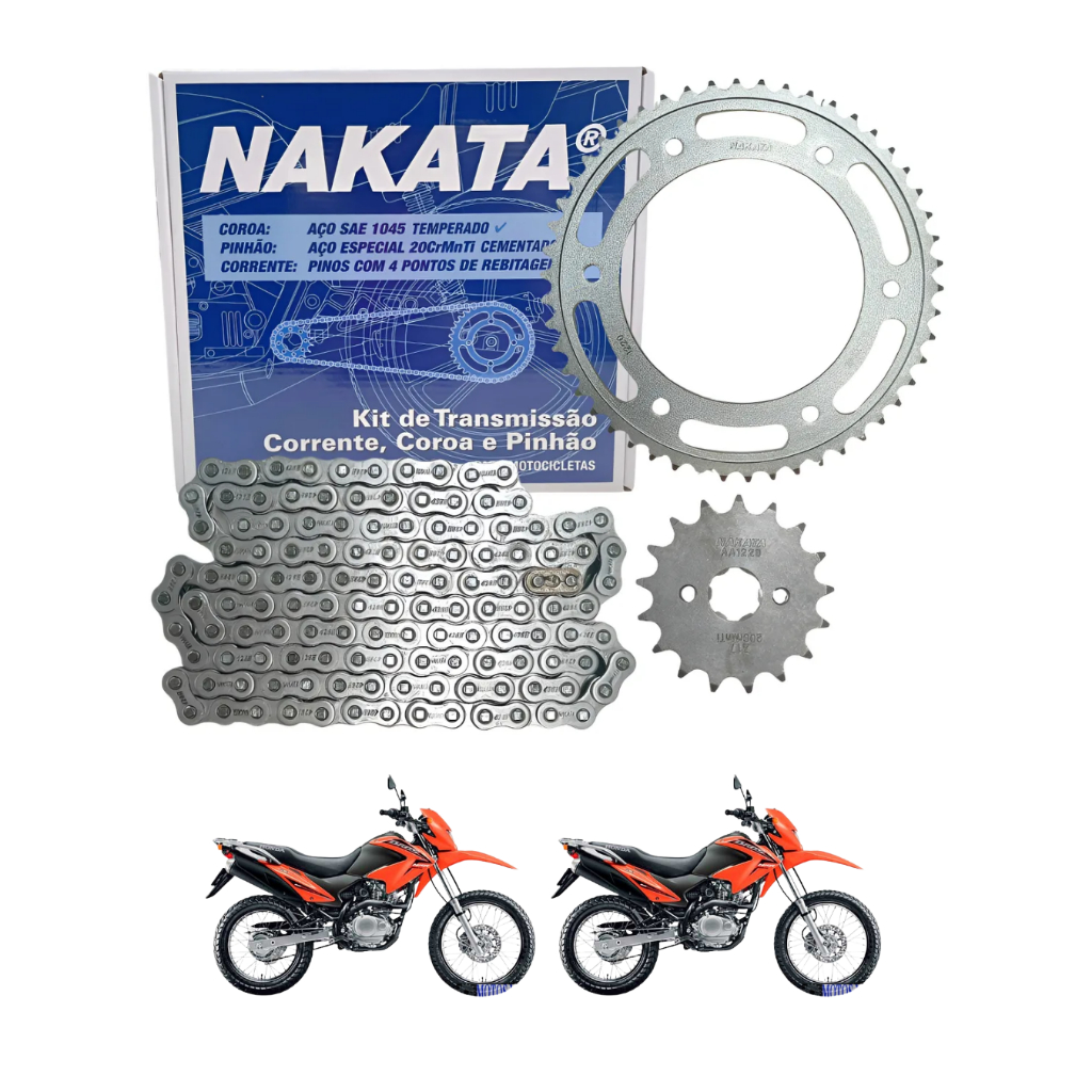 Kit Relação Transmissão Honda Nxr Bros 150 2003 até 2015 Original Nakata