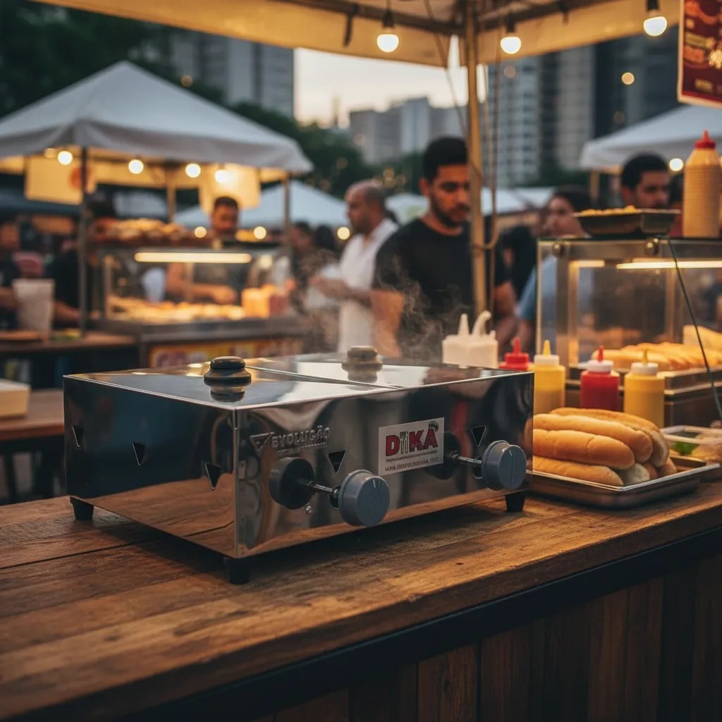 Molheira Salsicheira 2 Cubas Hot-dog Cachorro Quente A Gás