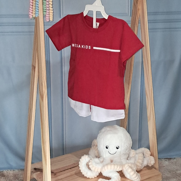 Conjunto Infantil Menino Verão Linha Mega Kids - Tamanhos 3 e 4 - Camiseta Algodão + Short Confortável