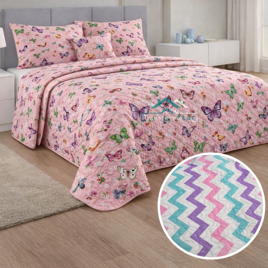 Colcha Cobre Leito 3 Pçs Matelassê Casal Queen Dupla Face em Oferta na Shopee