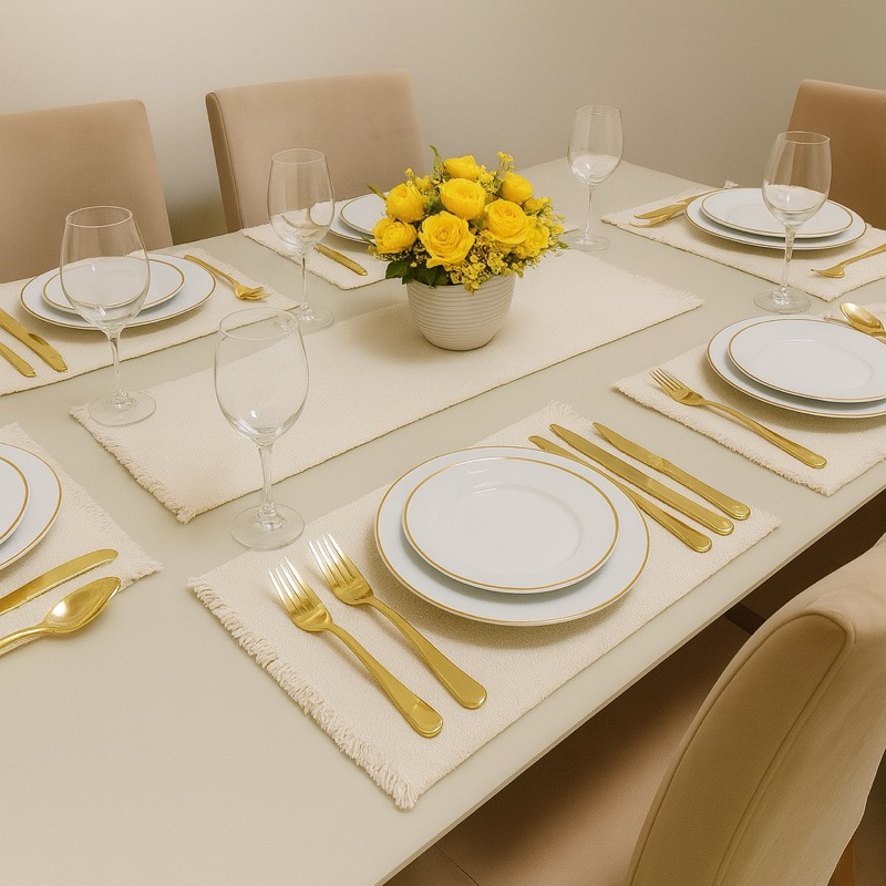 Jogo Americano 7 peças Feito em Tear Chic Decoração Imperdível em Oferta na Shopee