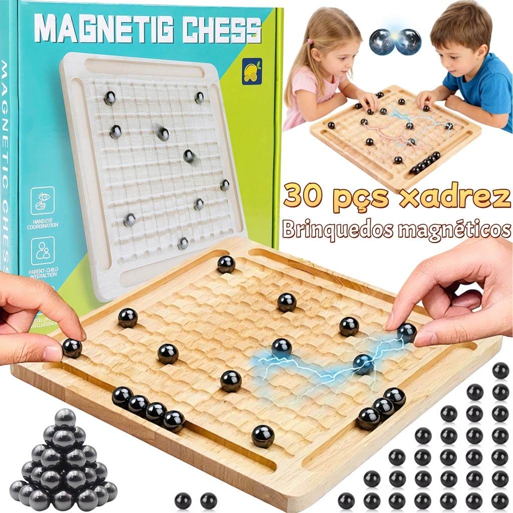 Xadrez Magnético De Jogo De Tabuleiro Xadrez Magnético De Madeira Portátil Infantil Brinquedo Educativo com Peças em Oferta na Shopee