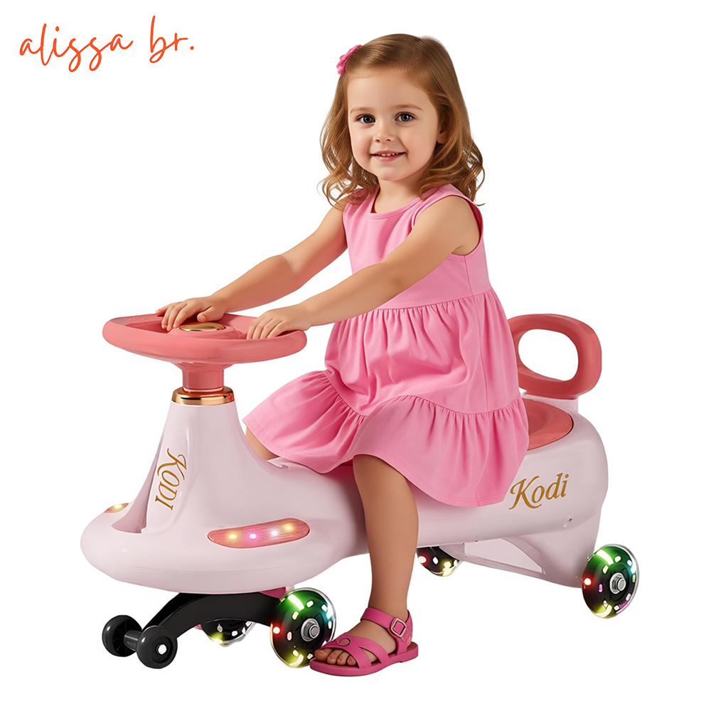 Carrinho Ginga Rolimã com LED, gira 360°, suporta 100kg e toca música para crianças -P23
