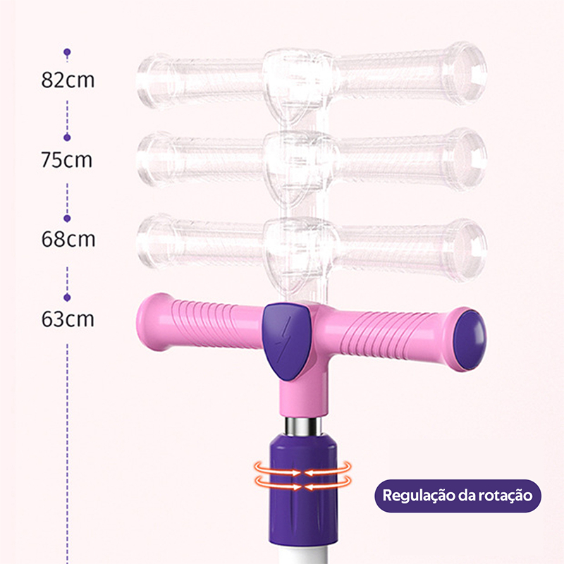 Patinete Infantil com LED Som Musical Dobrável com Guidão Ajustável Até 60kg Para Meninos -B03