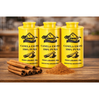 Canela em pó 100% Pura 35g cada, kit com 3 unidades