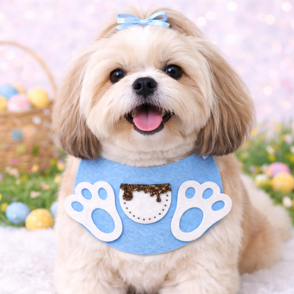 Bandana Pet Feltro Divertida Páscoa Coelho Cachorro Gato Pet Shop Banho Tosa Macho Fêmea