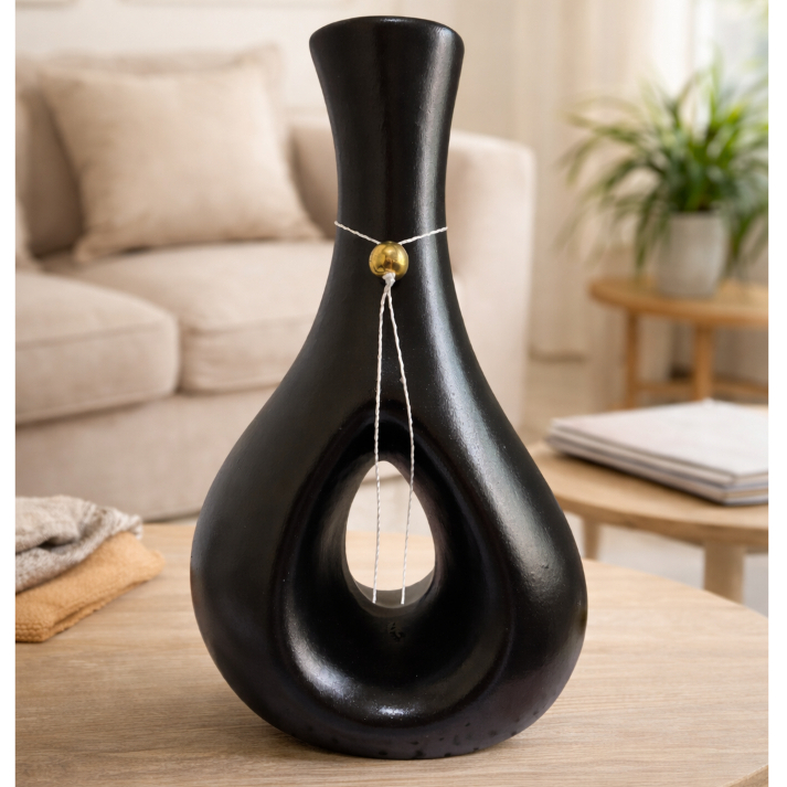 Vaso Furado Marrom/Preto Casa Decoração Casa Sala Escritório