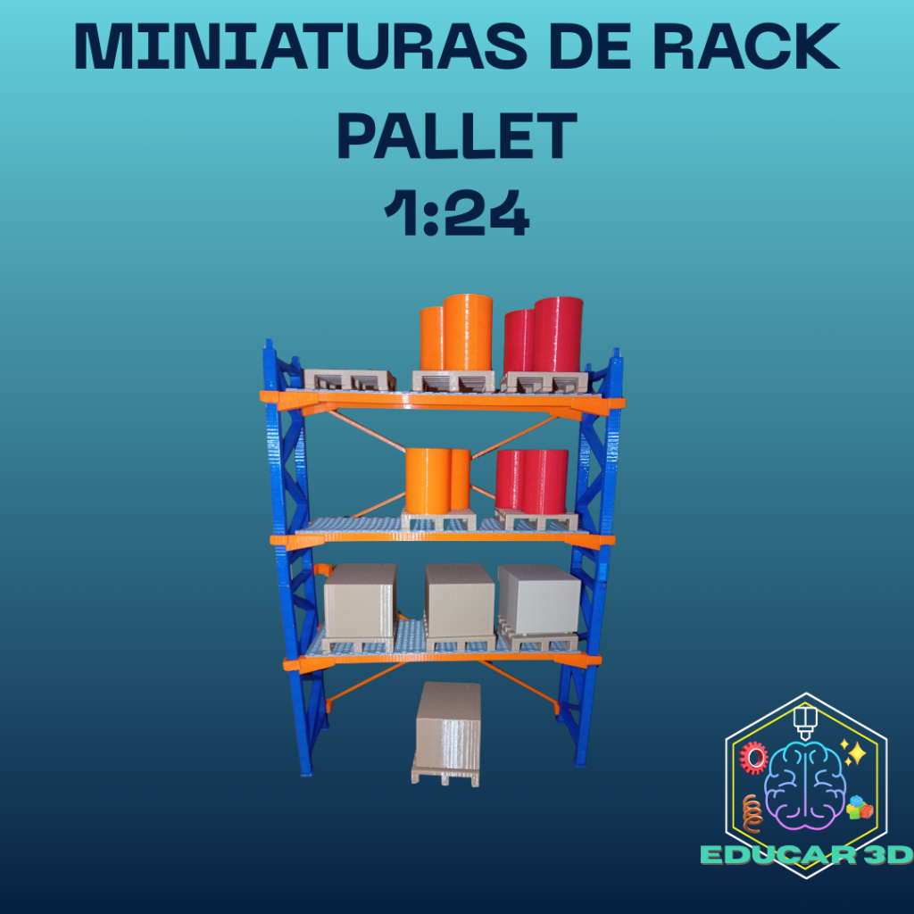 Miniatura de Rack Porta-Pallet Didático – Escala 1:24 | Ferramenta Educacional para Ensino de Logística