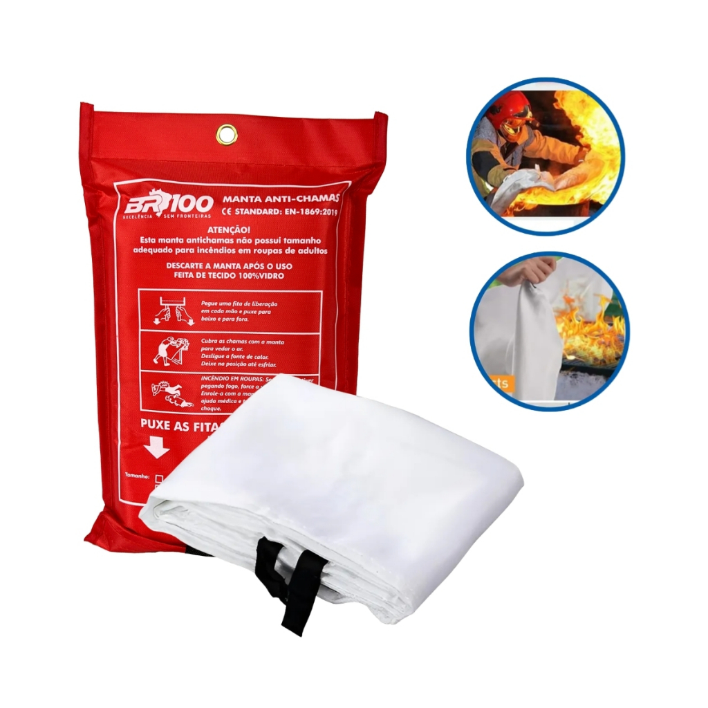 Manta Anti Chama Fire Blanket 1,20 X 1,80m BR100