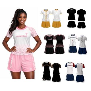 Conjunto Futevolei Feminino Tecido Dry Fit 92% Poliester 8% Elastano Com proteção UV Cores Variadas em Oferta na Shopee