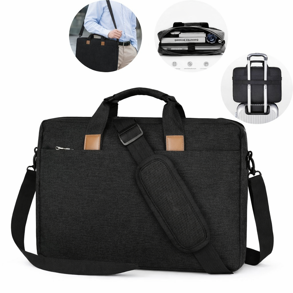 Bolsa Pasta Executiva Sofisticada Para Notebook Impermeavel Alça Resistente Capa 15 Polegadas Maleta Preta Protetora