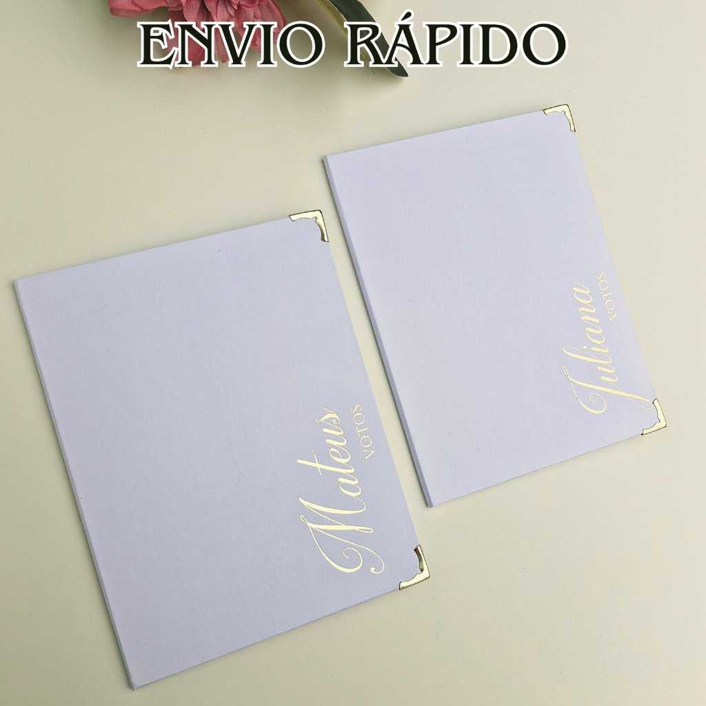 2 Votos Capa Dura 20x15cm Cartonada Luxo Casamento  - Impressão Metalizada - Diversas Cores