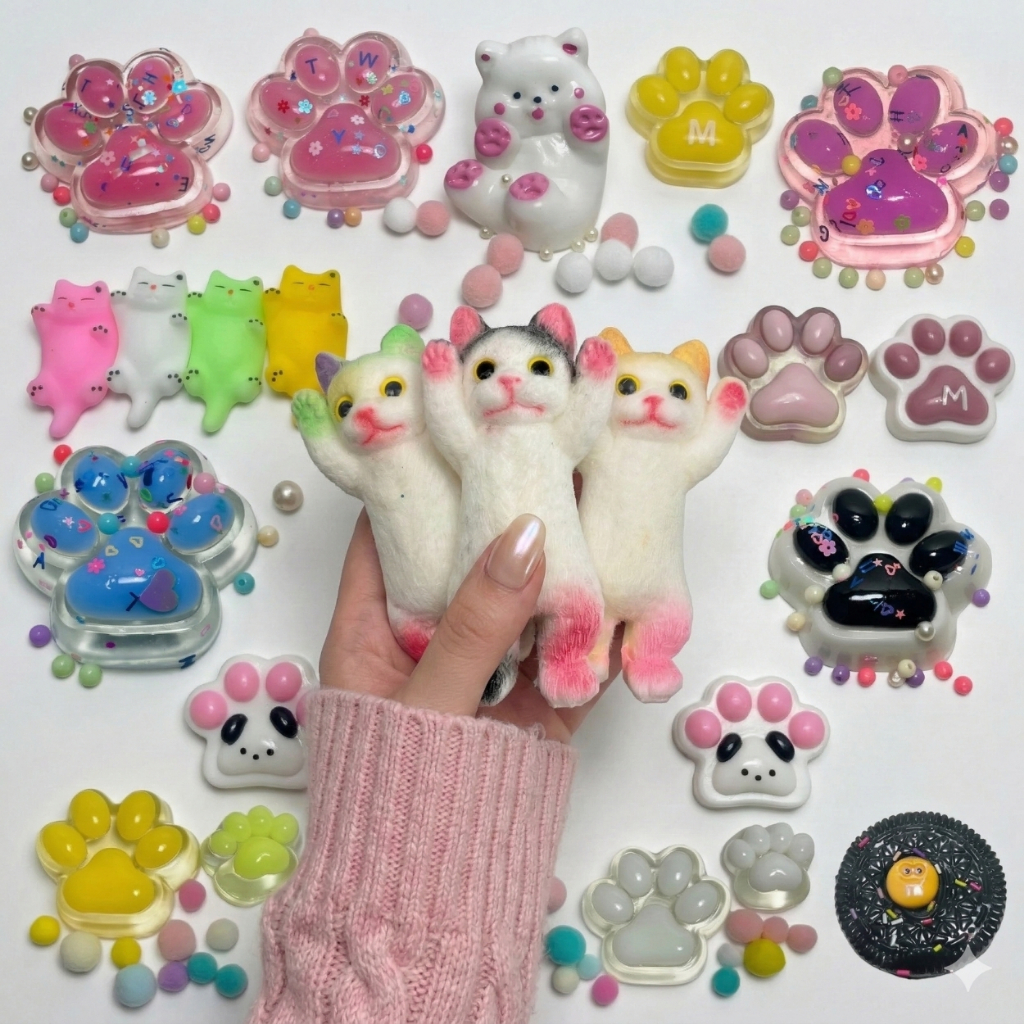 Squishy Brinquedos Sensoriais Slime de patinha e ursinho Squeeze Mochi