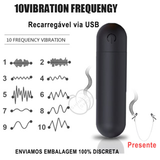 Bullet RECARREGÁVEL Vibrador Feminino com 10 Modos de Vibração Aveludado em Oferta na Shopee