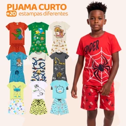 Kit Sortido 2, 6 ou 8 Peças Pijama Infantil Menino Manga Curta Masculino Pijamas Infantil para Meninos Verão Calor