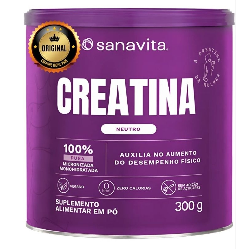Creatina Sanavita 300g Creatina 100% Pura Monohidratada em Oferta na Shopee