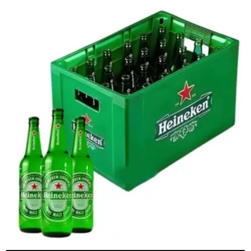 Engradado Heineken Cerveja Com 24 garrafas vazias de 600 ml com cascos verde