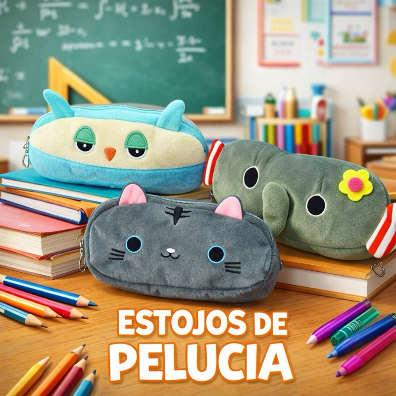 Estojo de Pelúcia Necessaire Porta Lápis Caneta Maquiagem