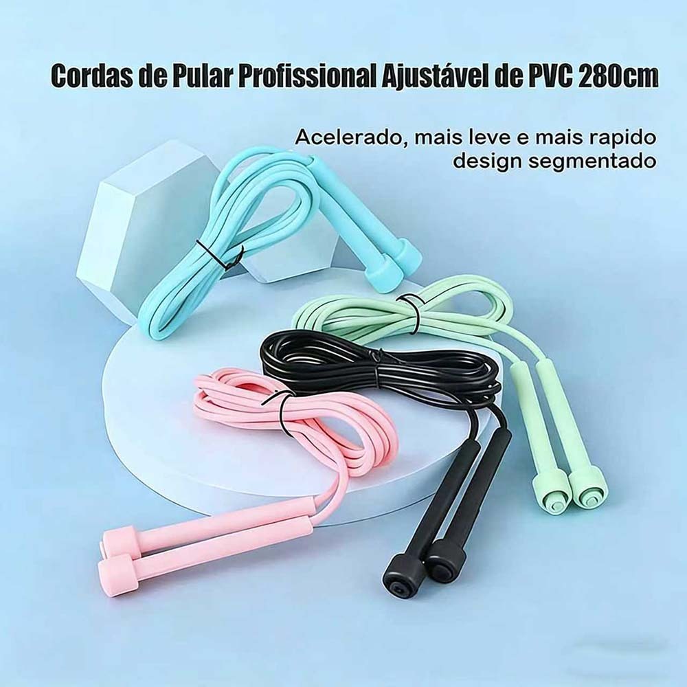KIT COM 3 Cordas de Pular Profissional Ajustável de PVC 280cm em Oferta na Shopee