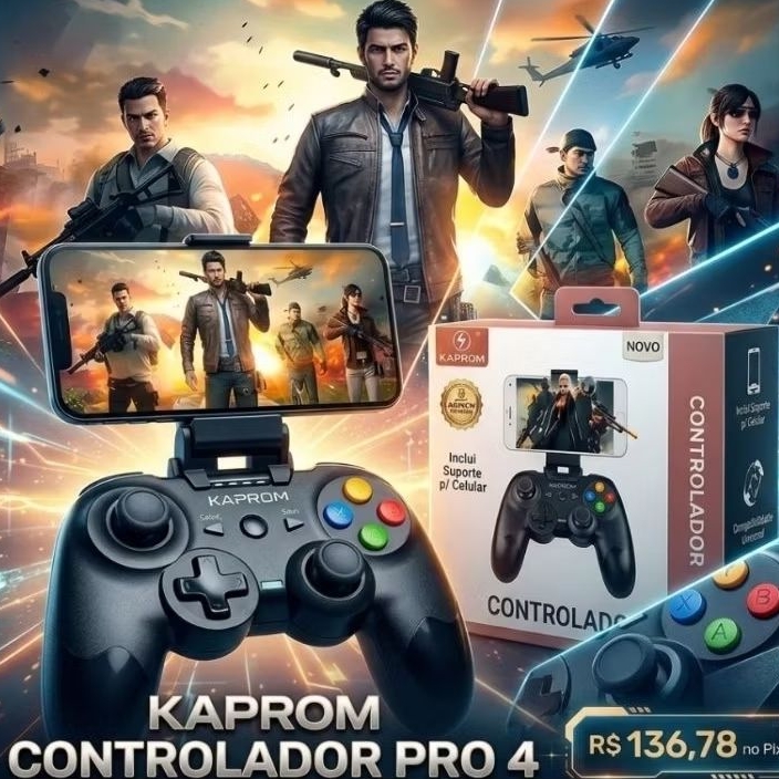 Controle Gamer Celular Joystick Manete Bluetooth Kapbom KAP-G7 (F)