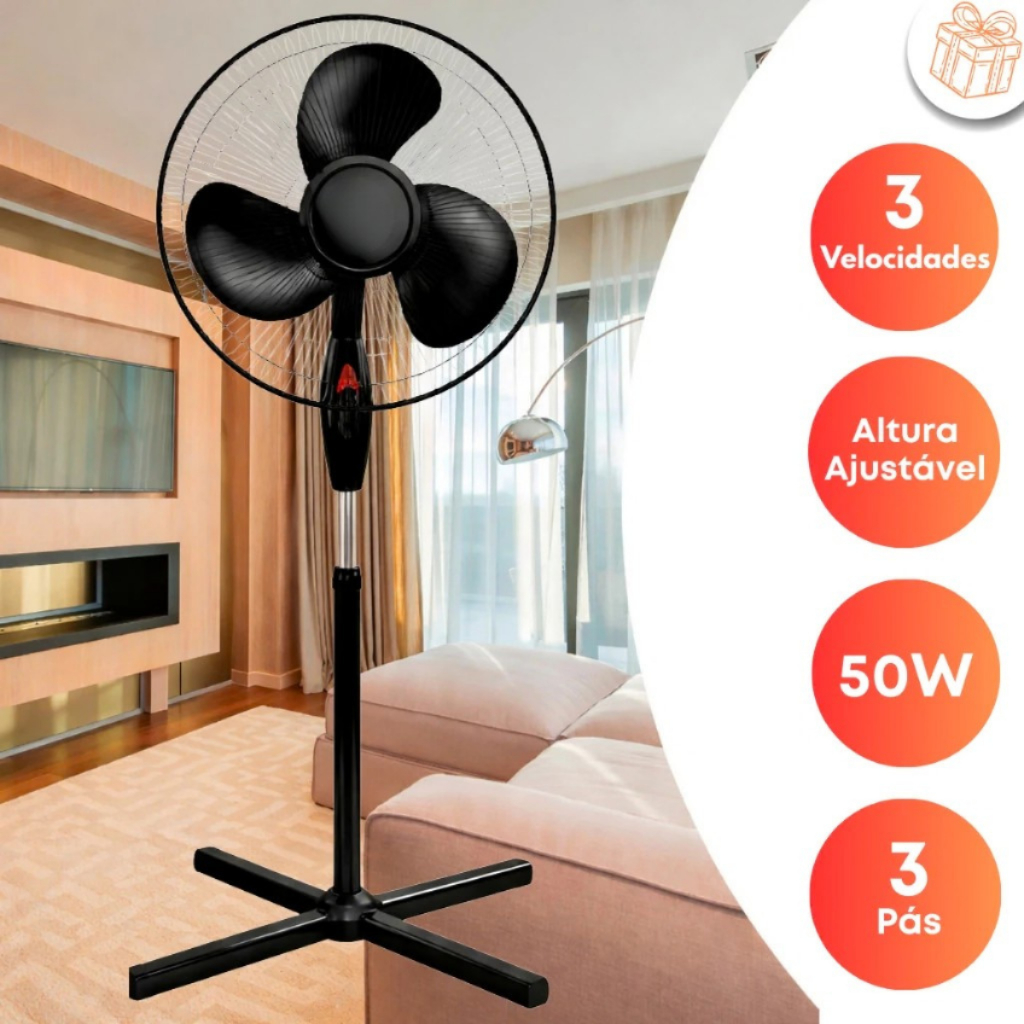 Ventilador Coluna 130cm Ajuste De Altura e Inclinação Com 3 Velocidades 110v Forte Silencioso