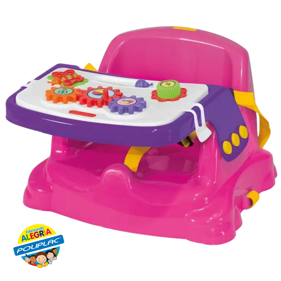Cadeira Infantil Didática Rosa para Brincar e Alimentar - 2 em 1 Brincar e Alimentar seu neném