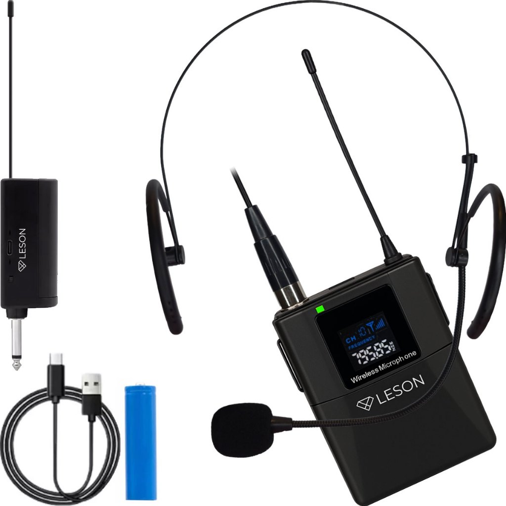 Microfones Headset Sem Fio Leson LS309 P10 Para Live Aula Podcast Preto em Oferta na Shopee