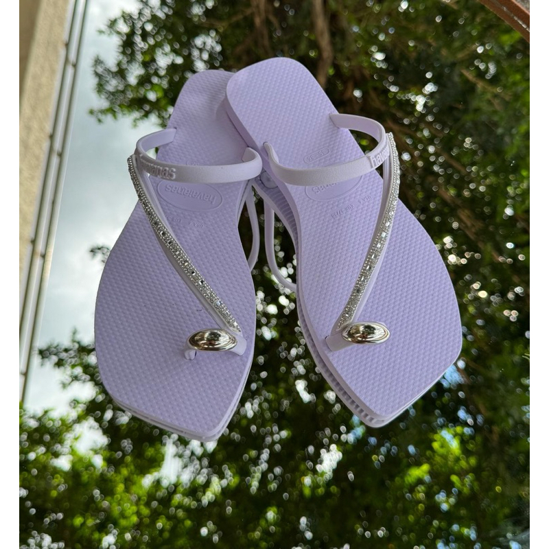 Rasteirinha Feminina com Strass Brilho Confortável Leve Casual Elegante