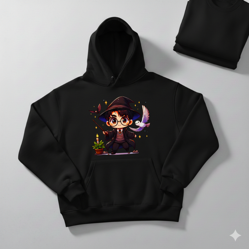 Moletom Canguru Estampado Harry Potter Blusa de Frio Flanelada Capuz Unissex Envio Rápido