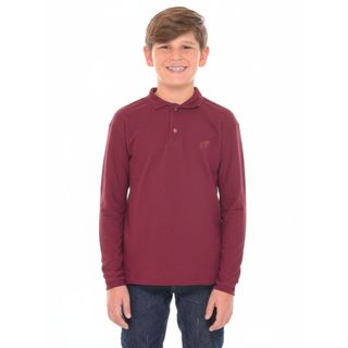 Camisa Manga Longa  Infantil Bordada Menino Gola Polo