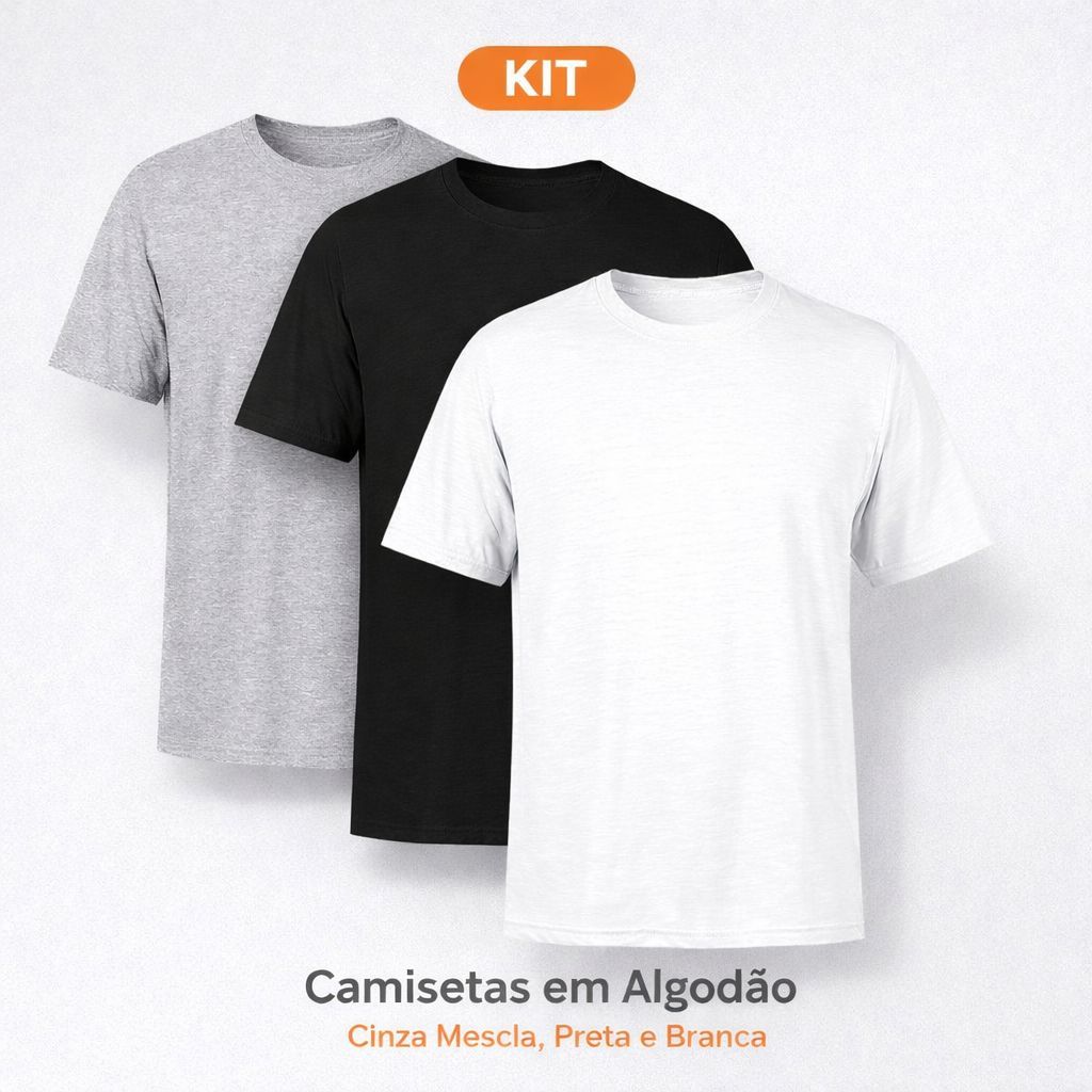 Camiseta Manga Curta Masculina Blusa Básica Algodão Premium Moderna Confortável Dia a Dia e Academia