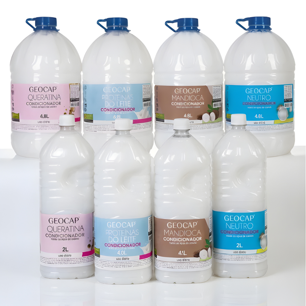 Condicionador Todos Tipos de Cabelos 2 Litros / 4,8 Litros Geocap Desembaraça Hidrata Brilho Macio em Oferta na Shopee