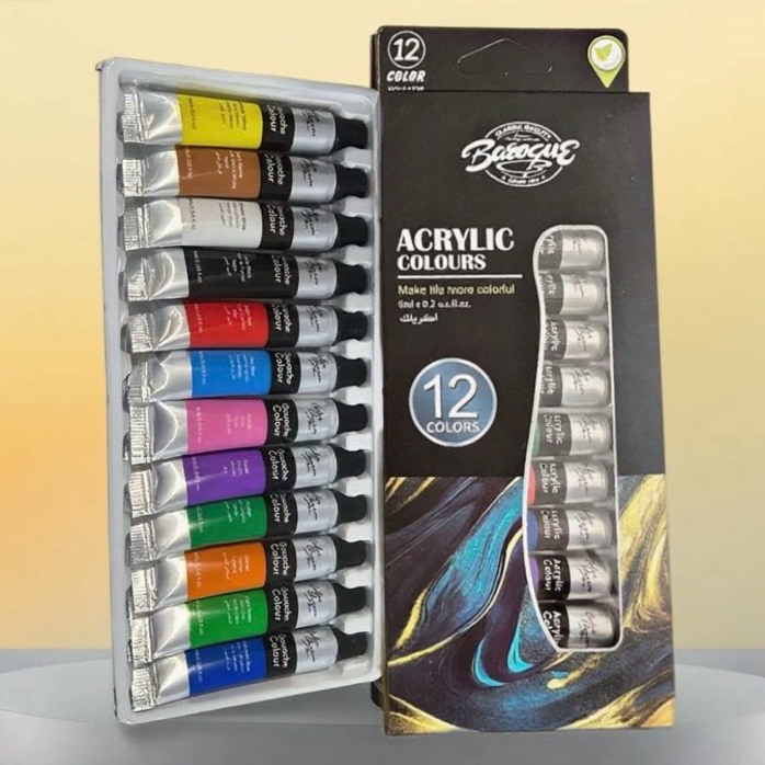 Tinta Acrílica e Óleo Profissional - Kit Pintura 12 Cores