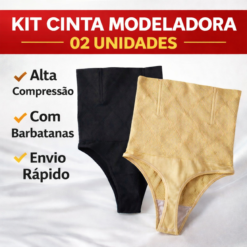 kit Até 3 Calcinhas Modeladoras Afina Cintura Barriga Zero Reduz Medidas Cinta Pos Parto Cos Duplo Barbatanas Fio Dental