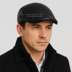 Boné Boina Em Couro Masculina Italiana Estilo Artista Moderno Modelo 2026