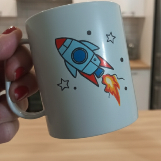 KIT 50 Caneca plástica interativa dia das crianças, colorir, foguete, pintar, astronauta