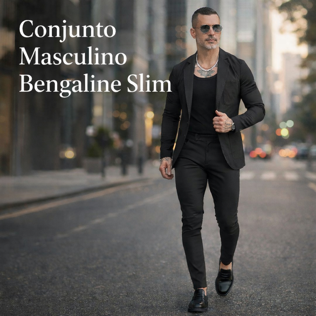 Conjunto Blazer E Calça Alfaiataria Masculino Elastano Slim 2 Peças Bengaline Esporte Fino Casamento Escritório